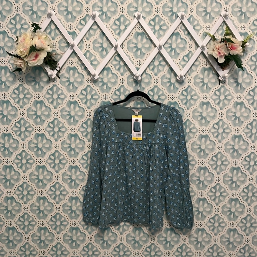 Lucky brand peasant boho top - green multi